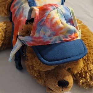 Tie dye 2 pc. Mesh dog harness / baseball style hat. No pull ring for leach. XS